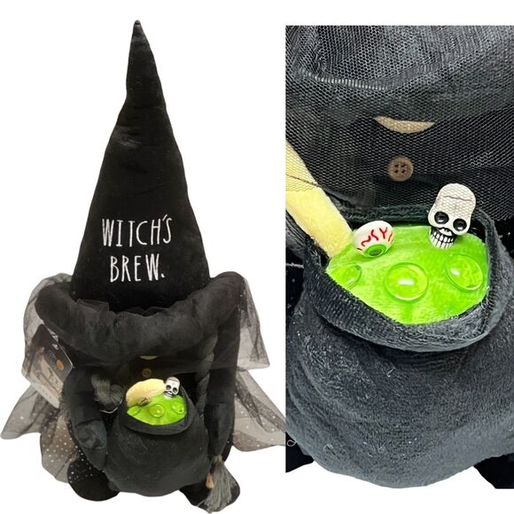 Rae Dunn Halloween Gnome Witch’s Brew Weighted Shelf Sitter Decor Black Hat Fall - Picture 2 of 9